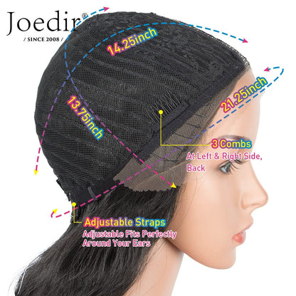 Joedir Lace Front Wigs 76CM long wavy synthetic wig deep part HD transparent lace with baby hair for women 130% density wigs (black)