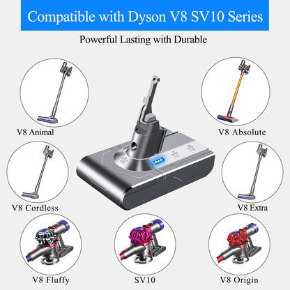 DTK Replacement Battery for Dyson V8 Vacuum SV10 Absolute Animal Fluffy Motorhead Slim Fluffy Total Clean Extra Cord-Free Handheld Vacuum Cleaner 4000mAh 21.6V