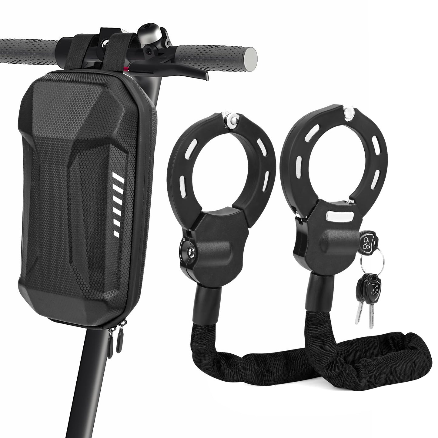 E Scooter lock with 3L waterproof bag, handcuff lock with key, electric scooter bike lock with rubber cover, 93 cm, high security locks, perfect for scooters, bikes, e-bikes (A)