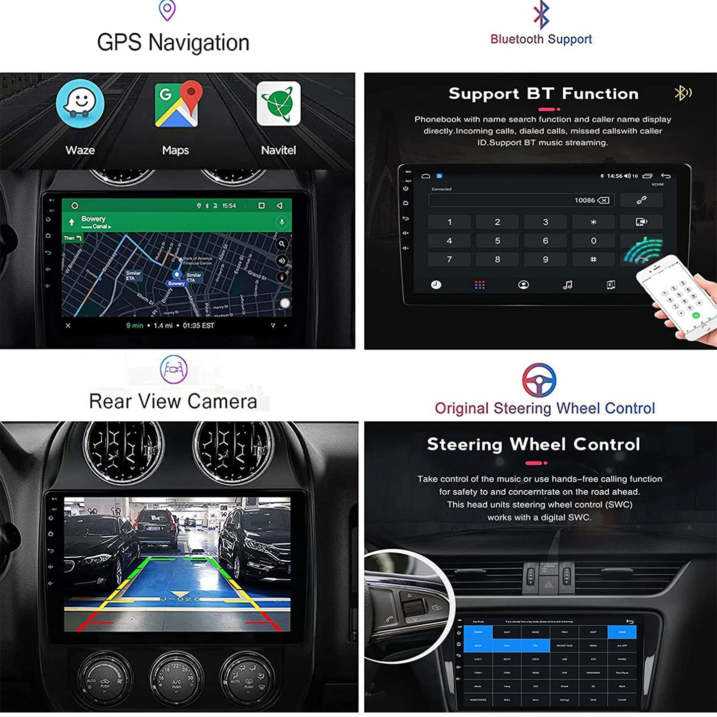 5G WiFi 8 Core 2+32GB Android 13 car stereo for Ford Tourneo Transit Custom 2013-2018 9" touchscreen headunit supports Bluetooth, Wireless CarPlay, Android Auto, GPS navigation with camera.