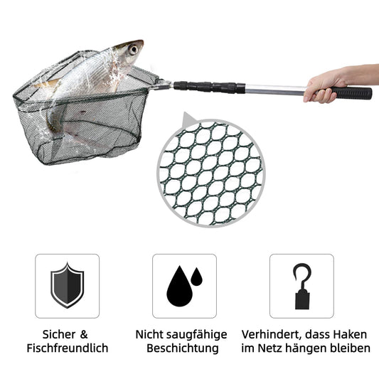 Folding telescopic fishing net 190cm, compact and portable for pond and carp fishing. Great outdoor fishing accessory for kids and adults.