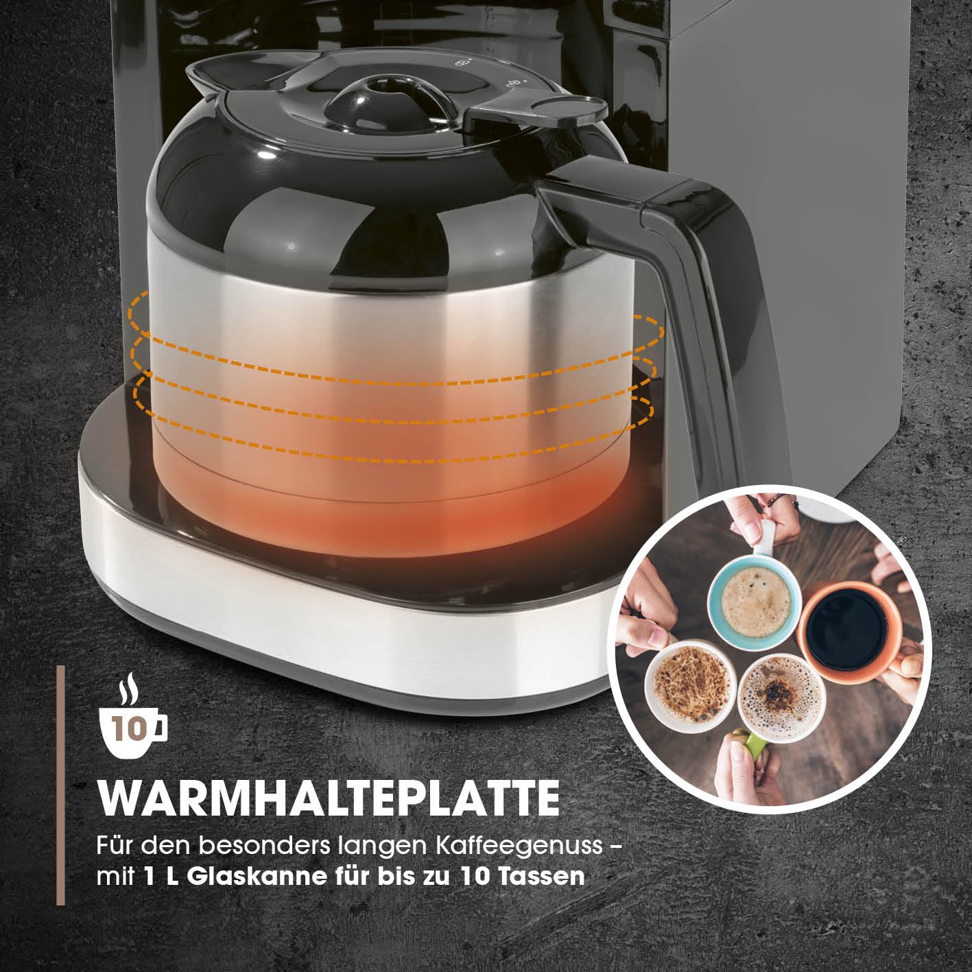 Barista coffee machine with adjustable grinder & thermal carafe | Keep warm function, 24h timer & permanent filter | Makes 10 cups of coffee | Compatible with beans & powder [Stainless steel]
