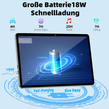 TUOHAITIME Tablet 10 inch, Android 14 Tablets, Octa-Core, 10GB RAM 64GB ROM 1TB Expansion, FHD Touchscreen, Tablet PC with Widevine L1, WiFi, GPS, BT5.0, Support 18W fast charging, Dual Camera (Blue)