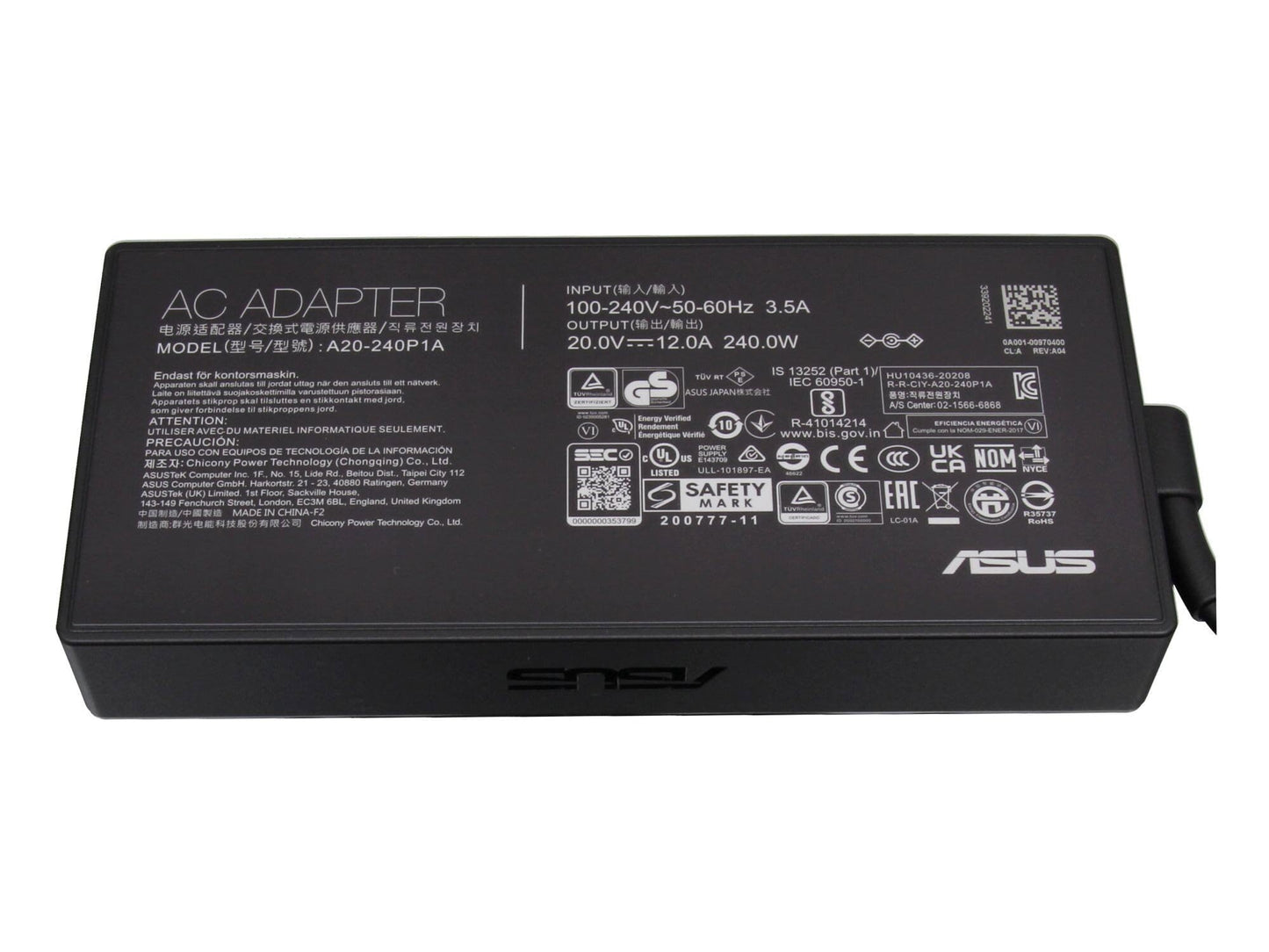 Asus ROG Zephyrus M16 GU603ZW Original Power Adapter 240.0 Watts angular design