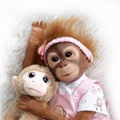 ZIYIUI Reborn Baby MONKEY Doll 21 Inch 52 cm Reborn Doll with Cloth Body Lifelike Baby Doll Realistic MONKEY Doll with Stuffed Animal