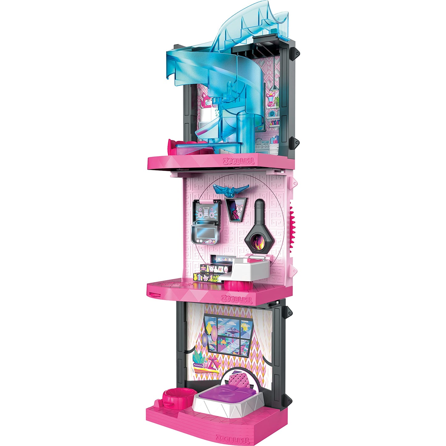 Zoobles Magic Mansion dream house with 6 rooms, slide, and accessories.