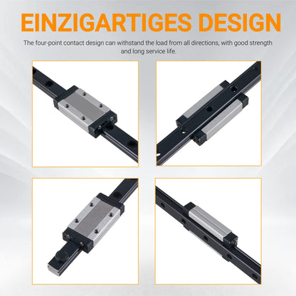 CNCYEAH 2 pieces MGN12H 250mm Miniature Linear Rail Guide with MGN12H Stainless Steel Carriage Block, Linear Guide Rail for 3D Printers and CNC (MGN12 H-Type)
