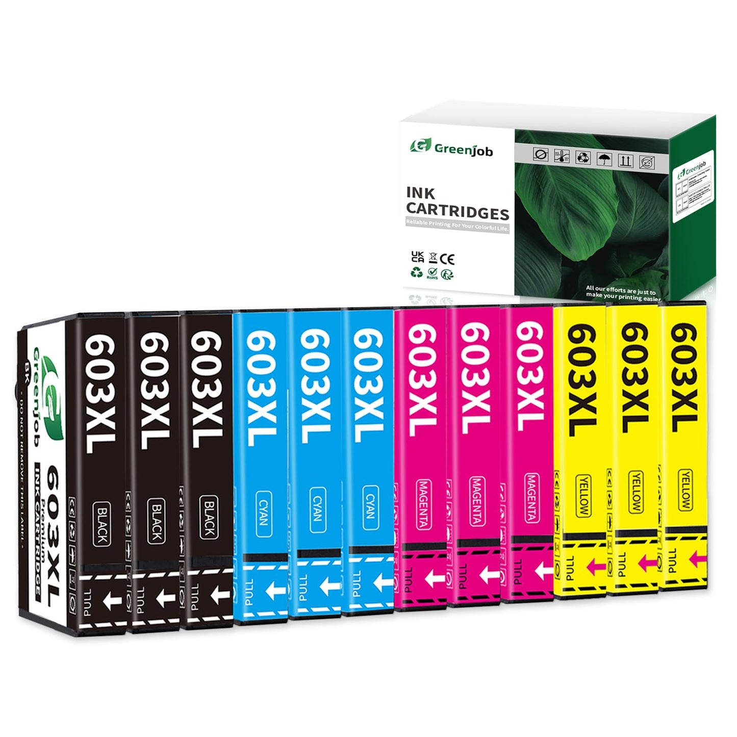 Greenjob 603XL printer cartridges for Epson 603 ink cartridges Compatible with Epson Expression Home XP-2100 XP-2105 XP-3100 XP-3105 XP-4100 XP-4155 Workforce WF-2810 WF-2830 WF-2835 WF-2850 (12-pack)
