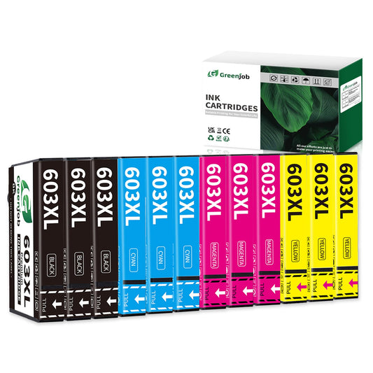 Greenjob 603XL printer cartridges for Epson 603 ink cartridges Compatible with Epson Expression Home XP-2100 XP-2105 XP-3100 XP-3105 XP-4100 XP-4155 Workforce WF-2810 WF-2830 WF-2835 WF-2850 (12-pack)