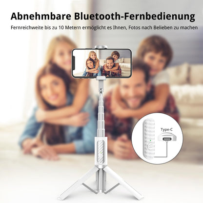 ATUMTEK Selfie Stick Tripod, 3-in-1 Extendable Aluminum Phone Tripod with Wireless Bluetooth Remote, Compatible with iPhone 17/16/15/14/13/12 mini/11 Pro and Samsung Smartphones, White
