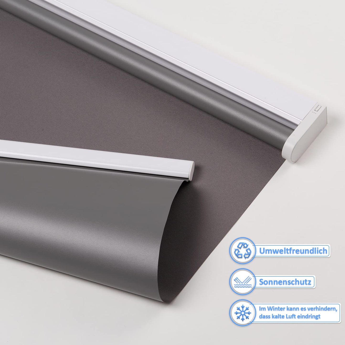 Grandekor Electric Blinds Interior, Blackout Roller Blind without drilling with remote control & Quiet Motor Dark Grey 90x130cm, Smart Blind for Windows with Metal Clamping Bracket, Thermal Roller Sun & Privacy Protection.