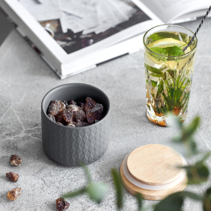 SPRINGLANE Ceramic Storage Jars 2-piece Set with Wood Lid Gray, Rubberwood Lid, Storage Containers, Fresh-keeping Jars