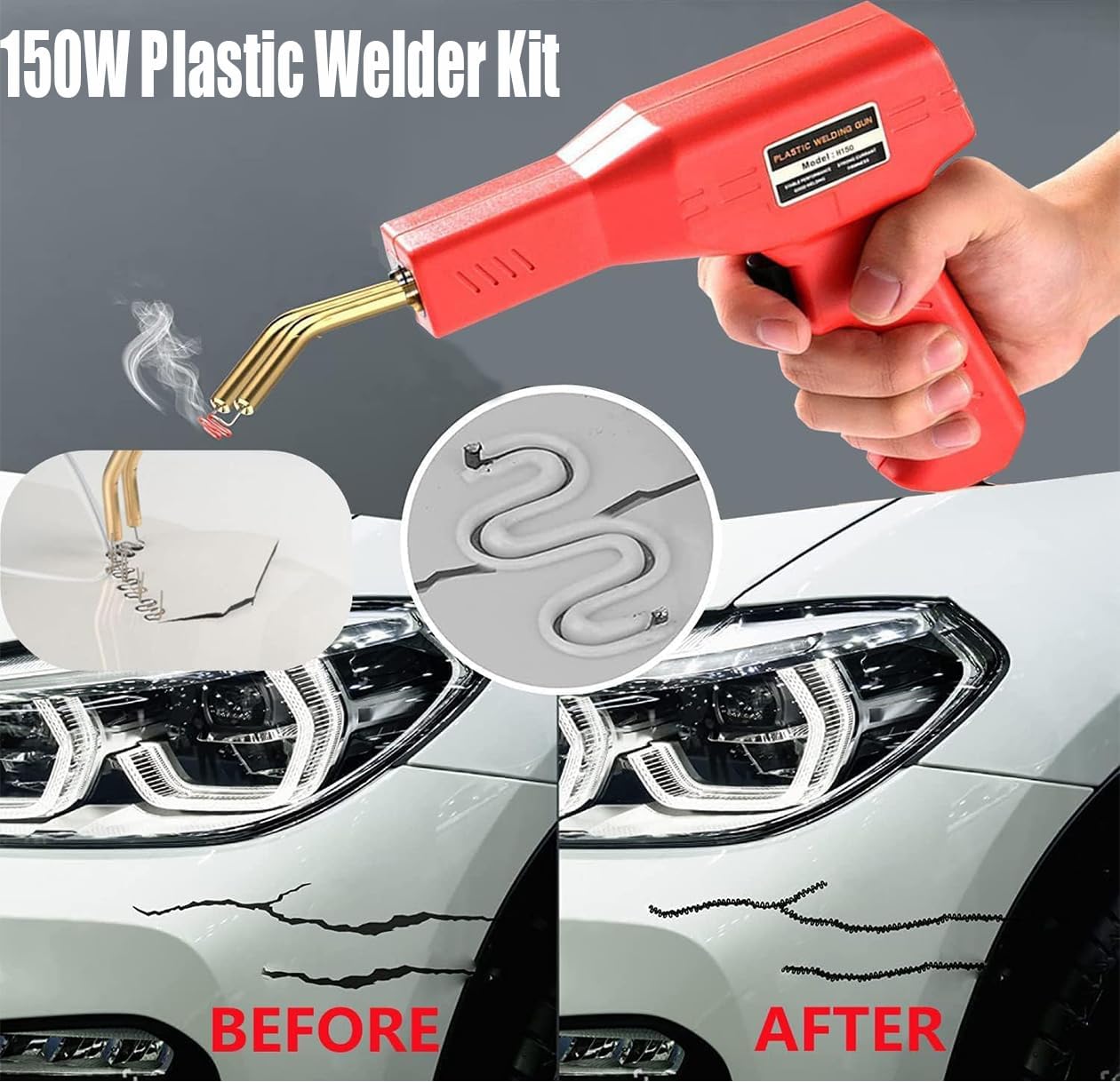 150W Plastic Welding Machine Car Bumper Repair Set Auto Bumper Repair Machine, 800pcs Hot Stapler Welding Repair Machine Repair Kit for Car Bumper/Parts
