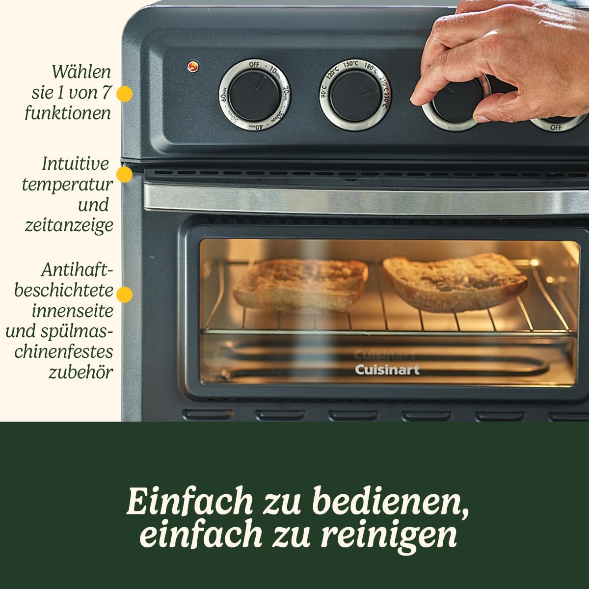 Cuisinart Air Fryer Mini Oven | 7 in 1: Fry, Roast, Bake, Grill, Toasties, Toast, & Keep Warm | 2 cooking stages, 17L large capacity | 30% faster | Energy efficient
