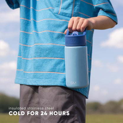 Simple Modern Kids Water Bottle with Straw | Insulated Stainless Steel Children's Drinking Bottle for Toddlers Boys and Girls | Summit | 415ml | Tie-Dye