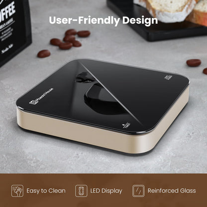 Maestri House Mini Coffee Scale with Timer, Rechargeable Espresso Scale, Precise 2kg/0.1g Scale for Espresso & Pour-Over, Portable Digital Kitchen Scale with Automatic Timing
