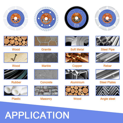 75mm saw blade set - 4 pieces. Diamond cutting disc/wood cutting disc/HSS circular saw blade/metal cutting disc with 10mm bore for concrete, masonry, wood, plastic, metal cutting. VENJELD