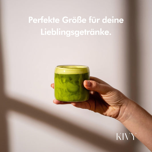 KIVY Glasses Set [4x 240ml] Made from high-quality borosilicate glass - Aesthetic Matcha Drinking Glasses Modern - Water Glasses - Small Water Glass - Iced Coffee Glasses - Dishwasher safe