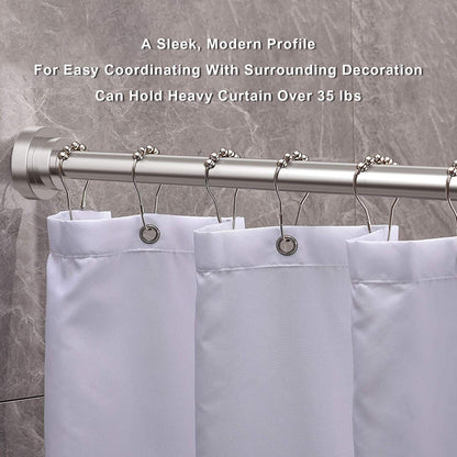 Telescopic pole silver 120cm-290cm shower curtain rod without drilling made of stainless steel extendable clothes rod adjustable by turning, secure grip for shower and bathtub 120 to 290cm