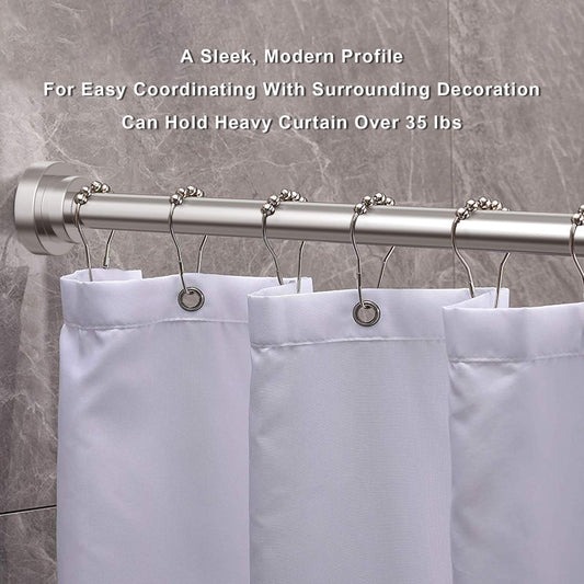 Telescopic pole silver 120cm-290cm shower curtain rod without drilling made of stainless steel extendable clothes rod adjustable by turning, secure grip for shower and bathtub 120 to 290cm