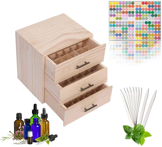Rose Flower Bamboo Essential Oil Organizer Container Fragrance Oils Display Stand, 90 Holes Storage Boxes Air Fresheners Accessories Case for nail polish, fragrance oils, cosmetics, oil diffusers, and lipstick.