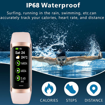 HTTWCOD Fitness Tracker 1.10" Screen Smartwatch for Men Women, Fitness Watch with 24h Heart Rate, Sleep, Activity Monitor, IP68 Waterproof, Sport Watch for iOS Android (Jet Black)