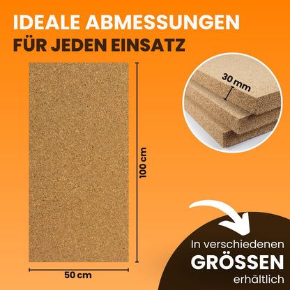 Cork board 100x50cm 30mm thick I Natural cork board for pin board, wall decoration or soundproofing I Environmentally friendly DIY project material for crafting & model making.