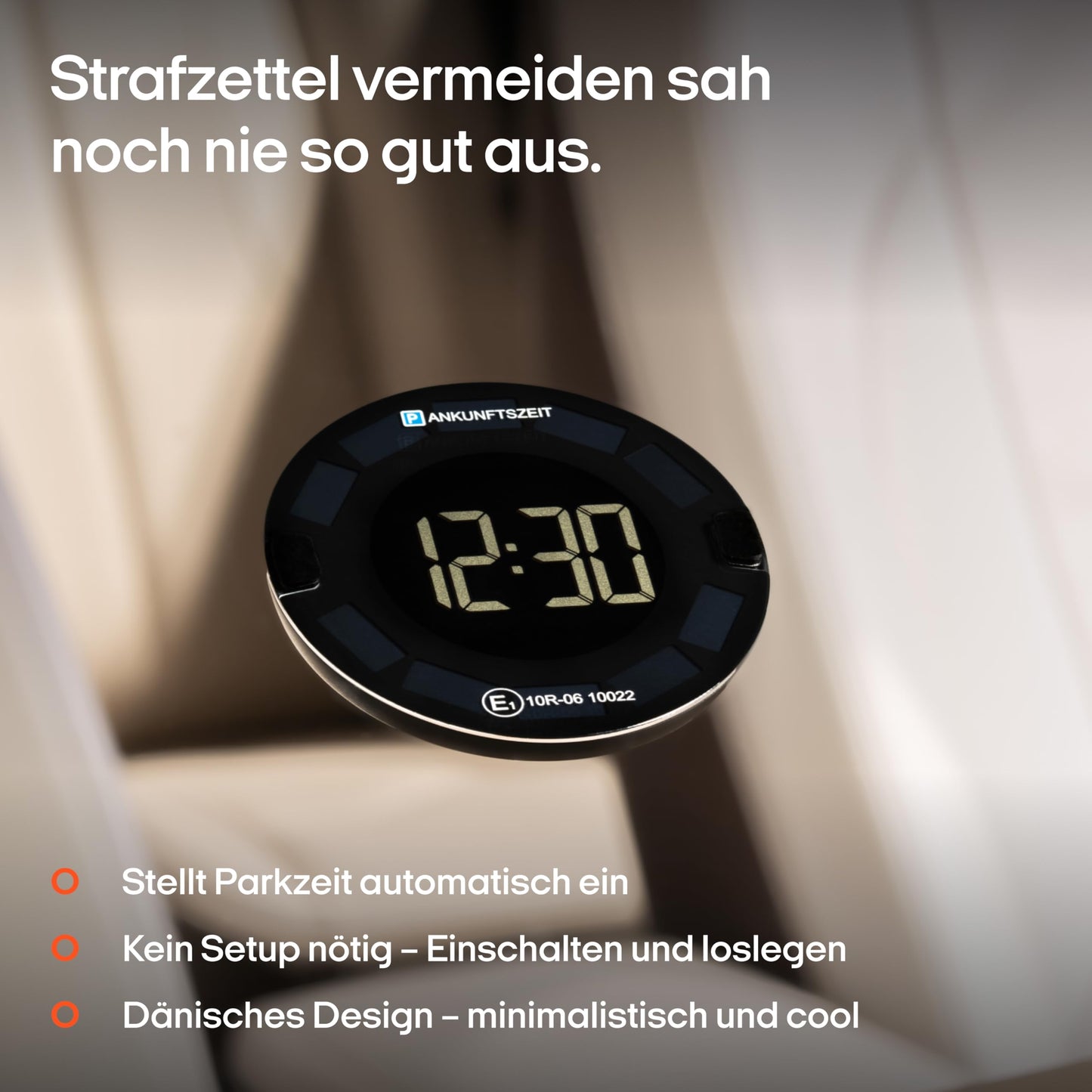 OOONO P-DISC 3 [New] - Electronic parking disc solar with approval for the car - Automatic digital parking disc electric - Solar-powered parking clock with up to 5 years longer battery life.
