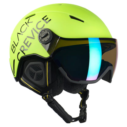 Black Crevice ski helmet Vail with visor, neon yellow, M (55-58 cm)