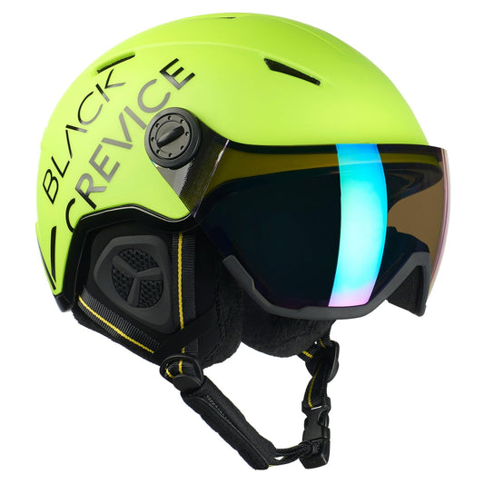 Black Crevice ski helmet Vail with visor, neon yellow, M (55-58 cm)