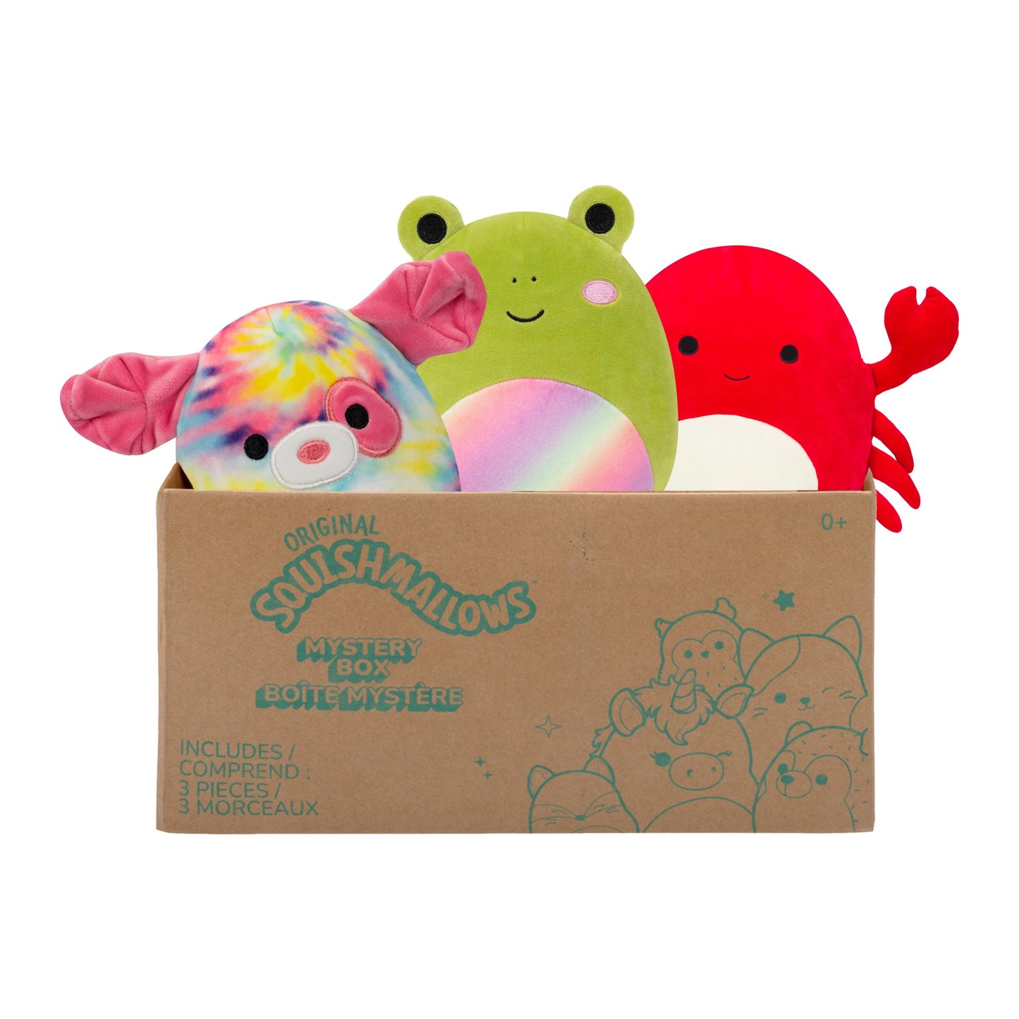 Squishmallows SQCR04665 - Mystery Box includes 3x 20cm Surprise Squishmallows, official Jazwares plush, Mystery 3-pack plush