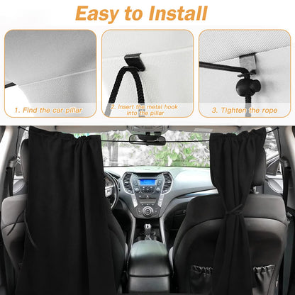 ZATOOTO Car Curtain Interior, Suede Window Blackout Sunshade for Car Front Rear Side Windows, Removable Magnetic Camping Curtain, compatible with automobiles (Black)