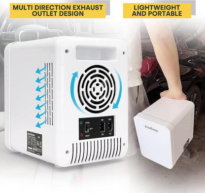 Enventor Mini Fridge 4 Liter, 6 Can Mini Coolers for Bedroom, AC+12V DC Power Cooler and Warmer, Portable Small Fridge for Car, Travel, Cosmetics, Drinks, Fruit, White