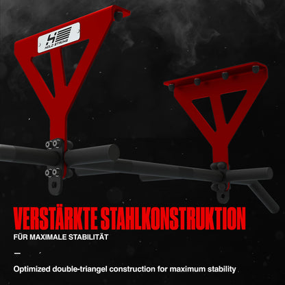 HOLD STRONG Fitness Pull-Up Bar for Ceiling Mount, HS-K-D6, Black, Studio Approved, 6 Non-Slip Grips, Pull Up Exercises & more, incl. E-Book & Mounting Material