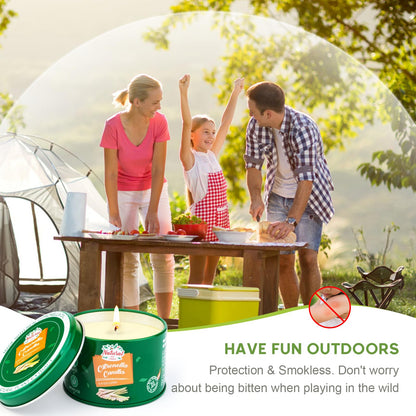 Citronella candles outdoor large, 4x125g citronella candle outside-120hrs burning time lemon candles garden, natural soy wax lemon scented candles set for camping patio picnics summer gift