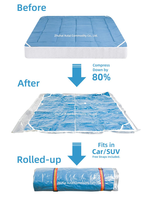 YZMY vacuum bags for mattresses, vacuum-sealed mattress cover for moving/storage of foam mattresses, 80% compression, 2 straps (Size: 240x250cm)