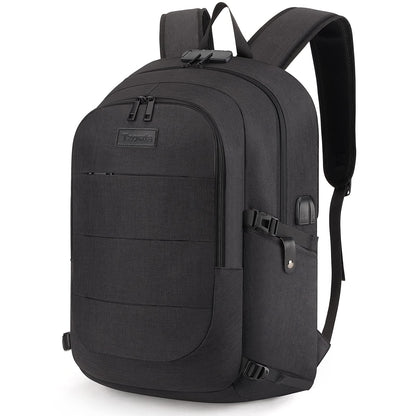 Tzowla Laptop Backpack for Men and Women, Travel Backpack Waterproof Anti-Theft with USB Charging Port and Lock for 15.6 Inch Notebook, Slim Business Work Casual Daypack-Black