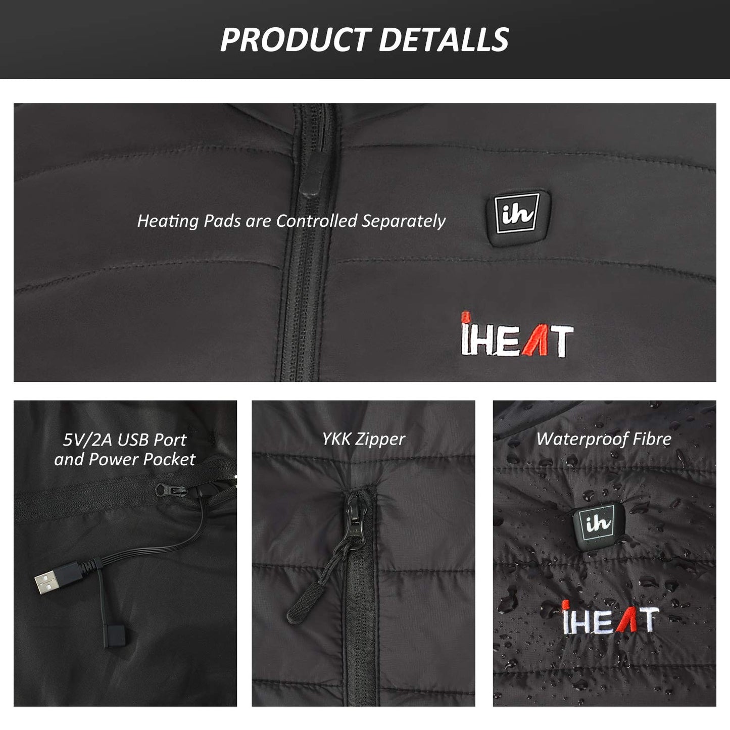 Heated vest for men and women, Electric USB heated vests with QC3.0 14400MAH battery, 3 Adjustable temperature Electric Warm Heated Jacket for outdoor hiking hunting motorcycle camping.