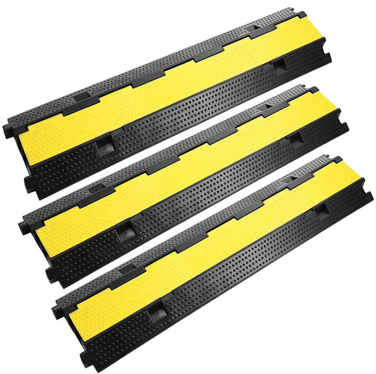 2-channel cable bridge 3-piece hose bridge set crossing protection cable channel floor channel bridge ramp protector floor cable cover made of rubber