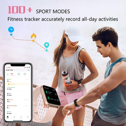 Loddery Smartwatch for women with phone function 1.85" touchscreen fitness watch with Alexa IP68 waterproof smart watch integrated pedometer heart rate monitor, message notifications, 100+ sports modes