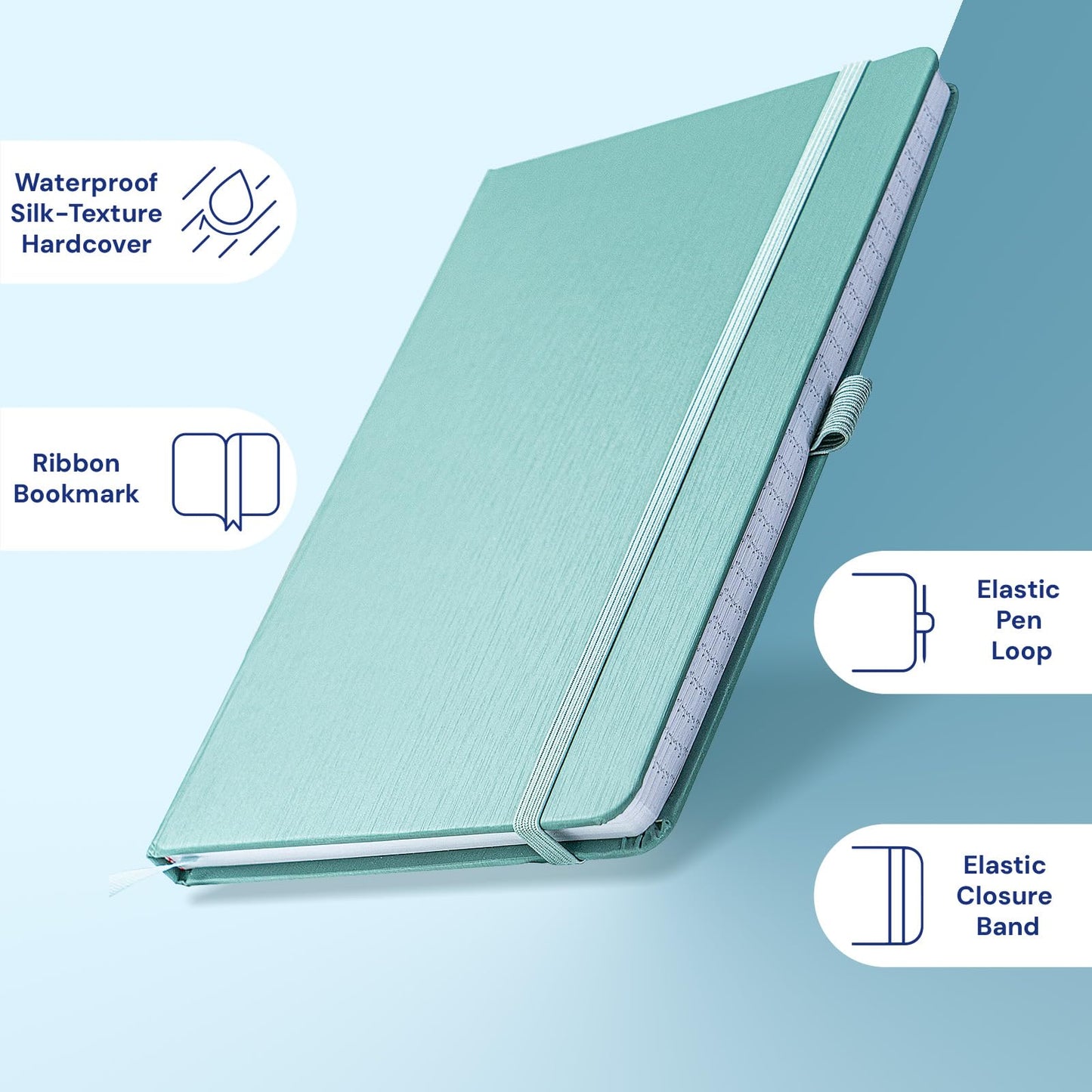 ONAVIA A4 lined notebook, hardcover, 80 sheets (160 pages) 80 gsm, 7mm line spacing for home, school, and work.