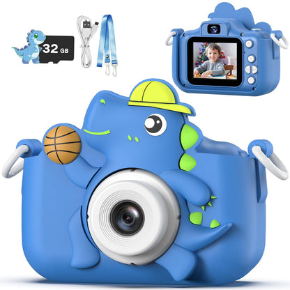 Children's camera, masterbee digital camera dinosaur toy, Christmas/birthday gifts for kids, 1080P HD kids camera, children's toy/gift boy/girl gifts 3-12 years old Blue
