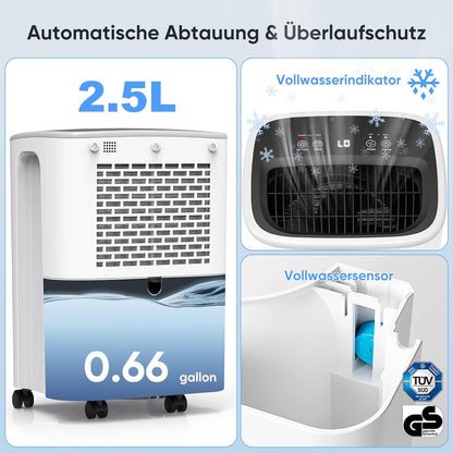 COLAZE Dehumidifier, 12L/24h Electric Dehumidifier, Suitable for Room Sizes up to 120m³ (30m²), Quiet Dehumidifier with Digital Display, Room Dehumidifier for Basement Bedroom Bathroom