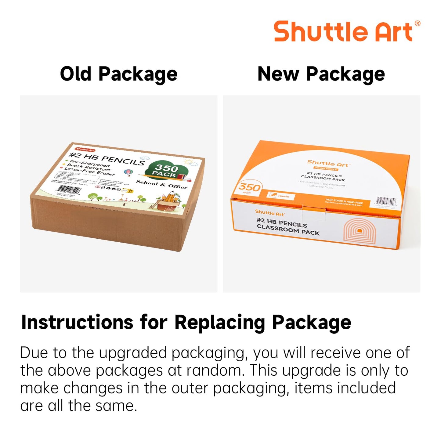 Shuttle Art HB pencils, 350 sharpened yellow pencils with eraser, graphite pencils in bulk packaging, classroom supplies for writing, drawing, and sketching.