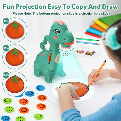 KETIEE Character Projector for Kids Boys Girls Toy, 2-in-1 Projection and Drawing Projector with 96 Patterns Dinosaur Gifts for 3 4 5 6 7 Year Old Boys Girls Magic Board(Green)