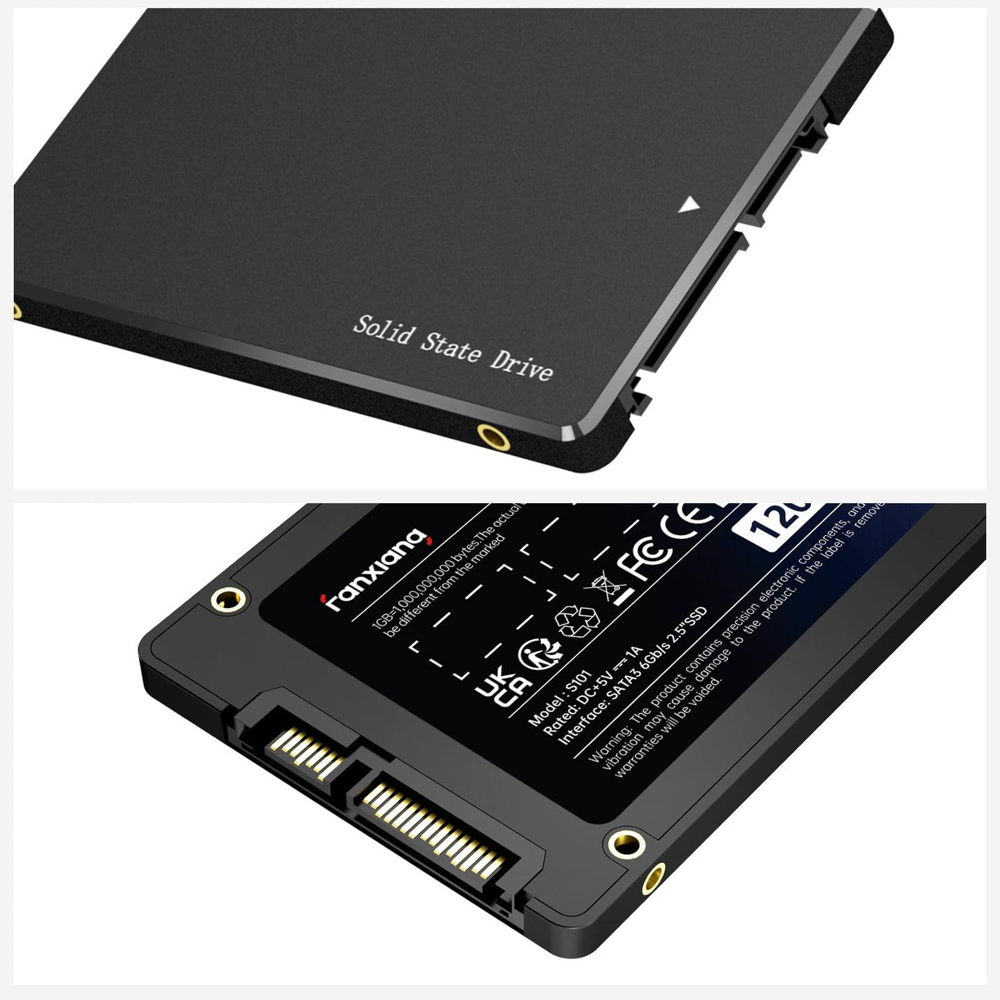 fanxiang S101 1TB SATA III 2.5-inch SSD Internal Hard Drive, 550MB/s Read, 500MB/s Write, SLC Cache & 3D TLC NAND, for laptops, desktop PCs, and gaming consoles, Black