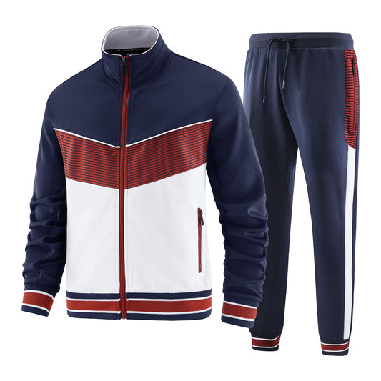 W JIANWANG Men's Training Suit Football Track Suit Sports Suit Casual Sports Jogging Suit For Men Football Training Suit Running Suit Jogging Suit Set Dark Blue 085 S