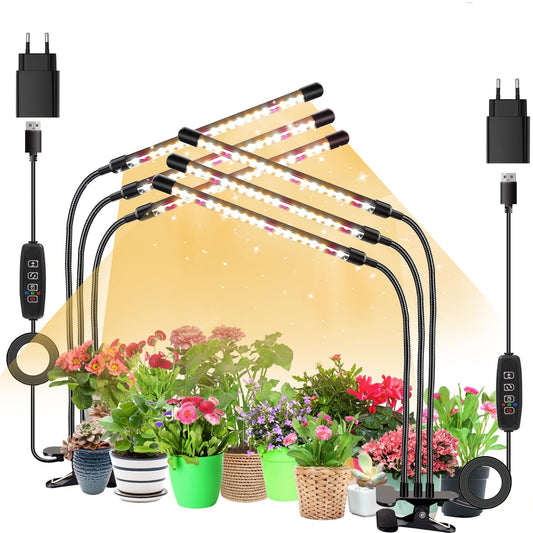 Niello 2 Pack 6 Heads Plant Lamp LED, Full Spectrum Plant Light, Plant Light with Timer, 3 Color Modes and 10 Dimmable Levels, Growth Lamp for Indoor Plants, Houseplants