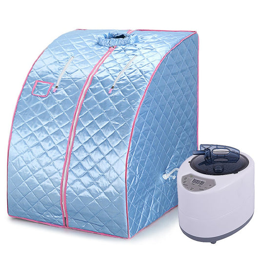 Portable sauna, mini steam sauna for home. Single portable sauna room can relieve fatigue, promote weight loss, with remote control, timer, and temperature setting (75 * 35 * 25cm blue).
