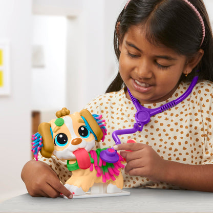 Play-Doh Veterinarian Playset with toy dog, carry case, and many accessories, 10 tools and 5X modeling compound in colorful shades, creative fun for kids ages 2 and up.